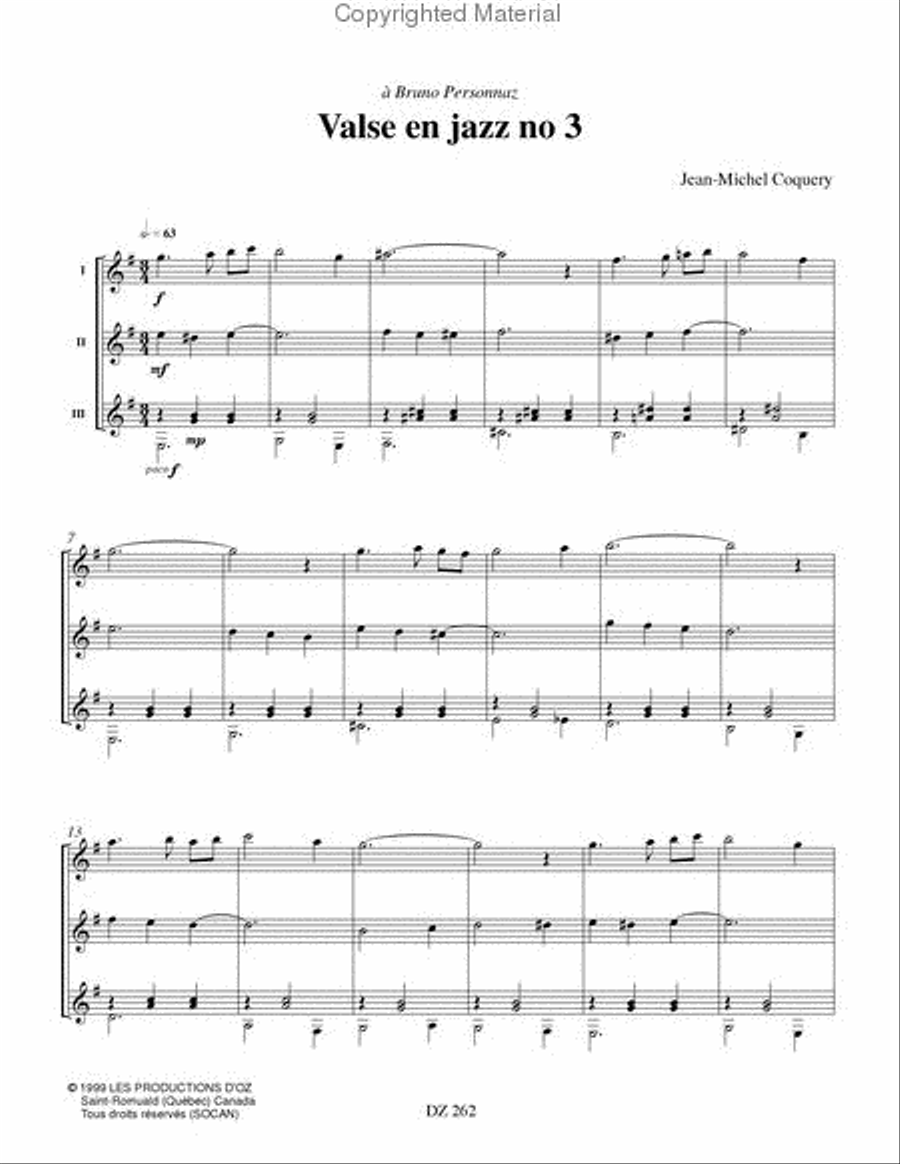 Valse en jazz no 3 Guitar Ensemble scores gallery preview page 2