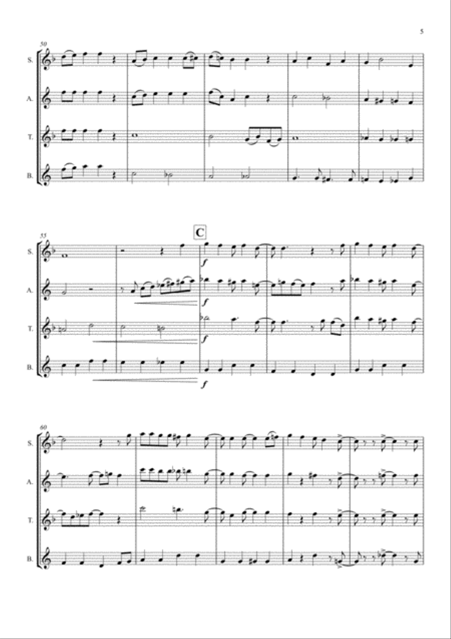 Santa Claus Is Comin' To Town Santa Claus Is Comin' To Town Saxophone Quartet scores gallery preview page 5