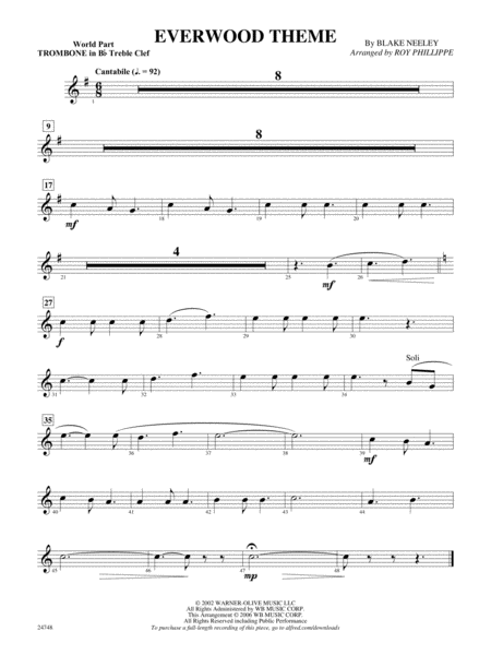 Everwood Theme: (wp) 1st B-flat Trombone T.C.