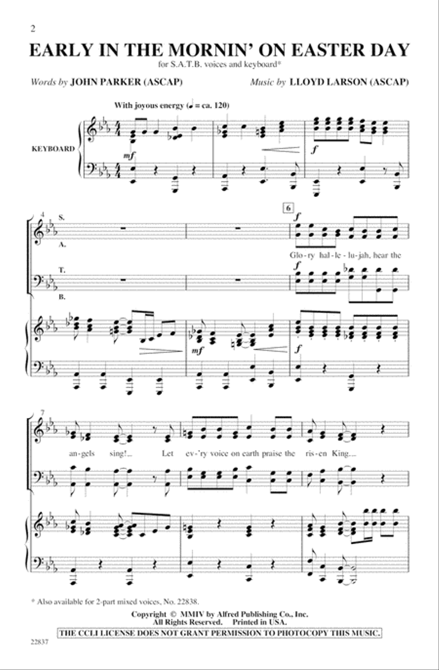 Early in the Mornin' on Easter Day 4-Part scores gallery preview page 2