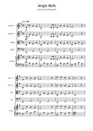 Jingle Bells - String Quartet w/ Piano