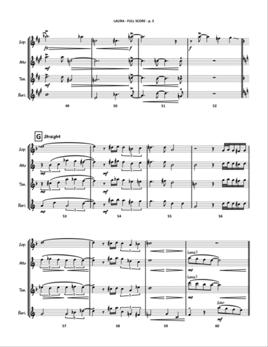 Laura Saxophone Quartet scores gallery preview page 6