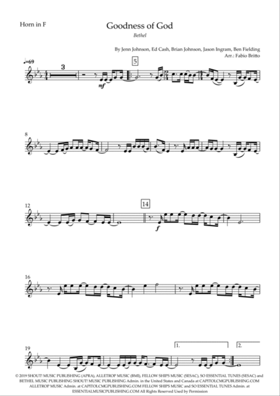 Goodness Of God Horn scores gallery preview page 5
