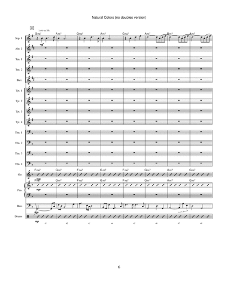 Natural Colors (no doubles version) Jazz Ensemble scores gallery preview page 6