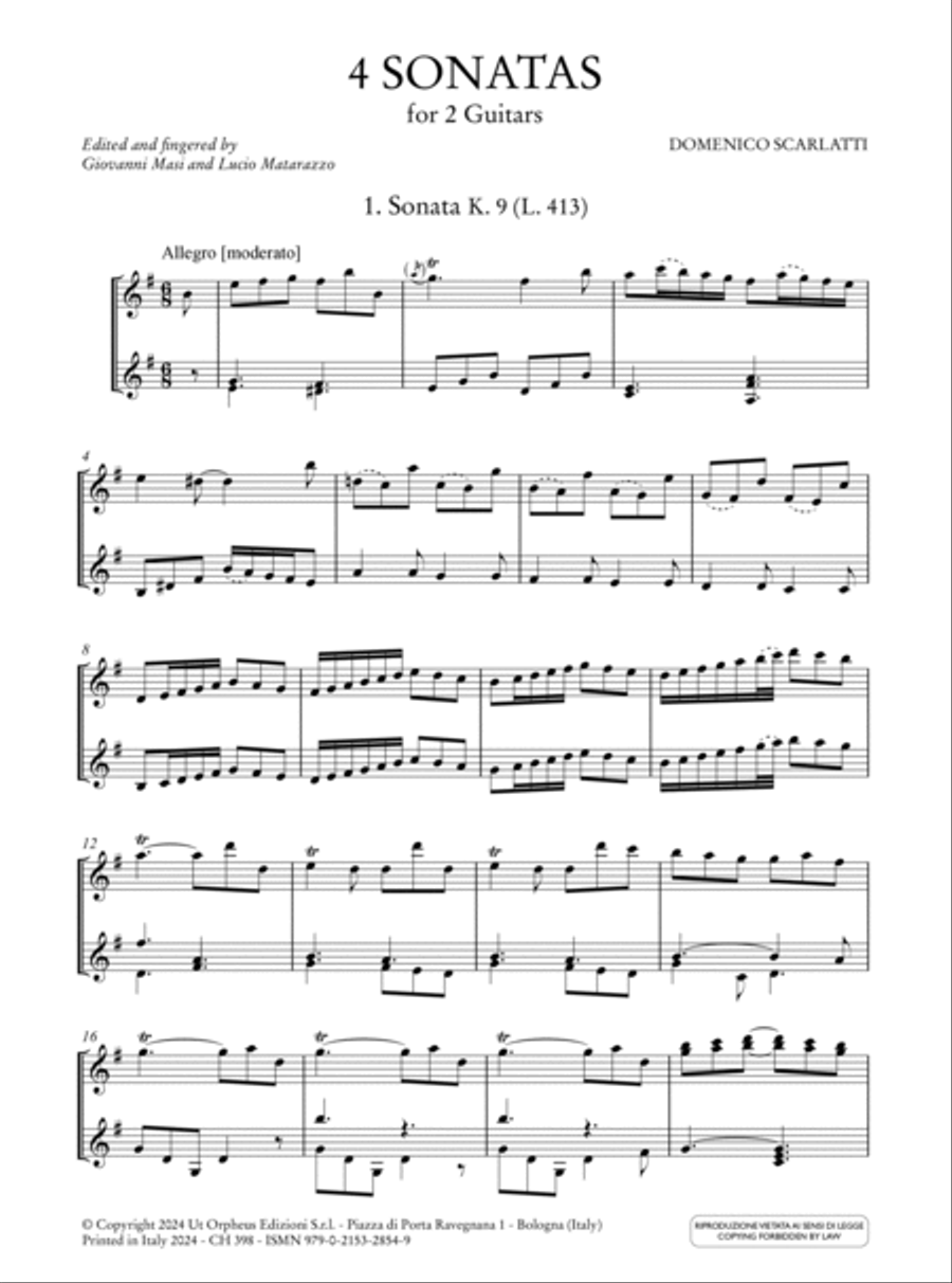 4 Sonatas (K. 9 - K. 432 - K. 466 - K. 159) for 2 Guitars Acoustic Guitar scores gallery preview page 2