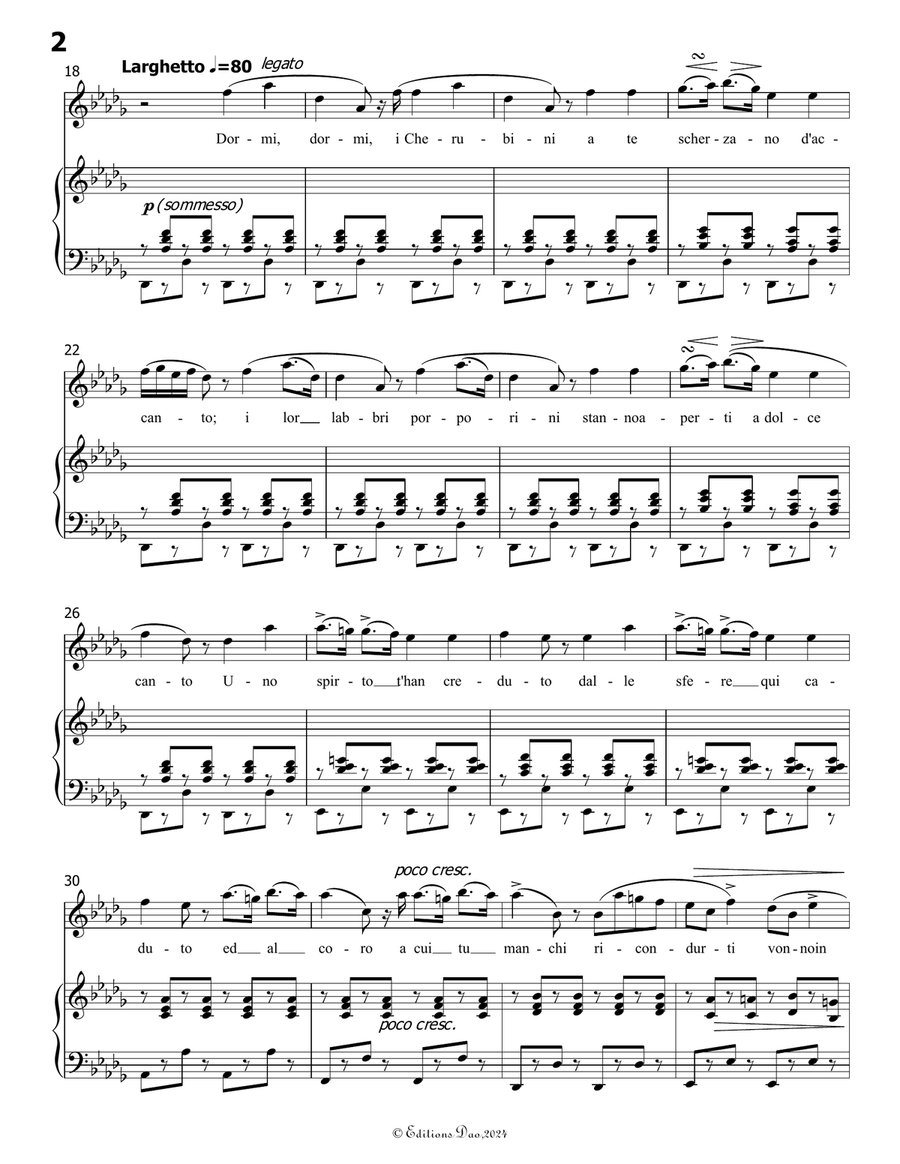 La ninna nanna, by Donizetti, A 202, in c sharp minor Piano, Vocal scores gallery preview page 4