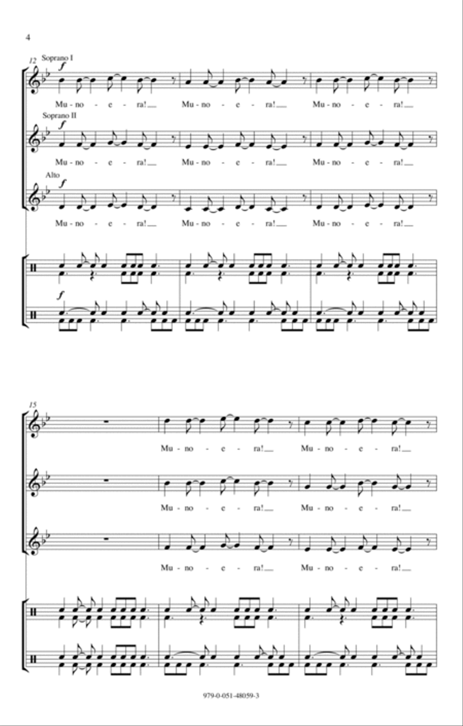 Munoera (Sanctus From The Shona Mass) SSA scores gallery preview page 2
