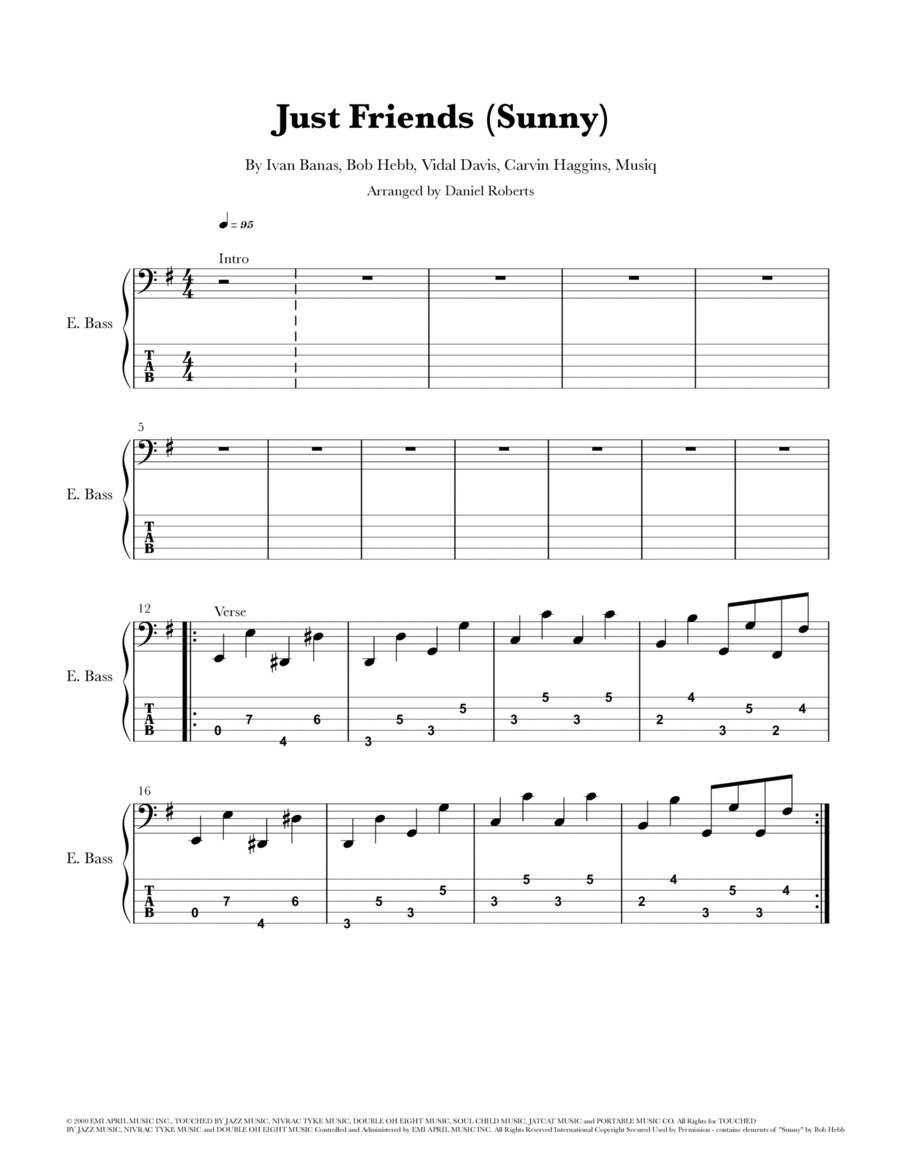 Just Friends (sunny) Bass Guitar scores gallery preview page 1