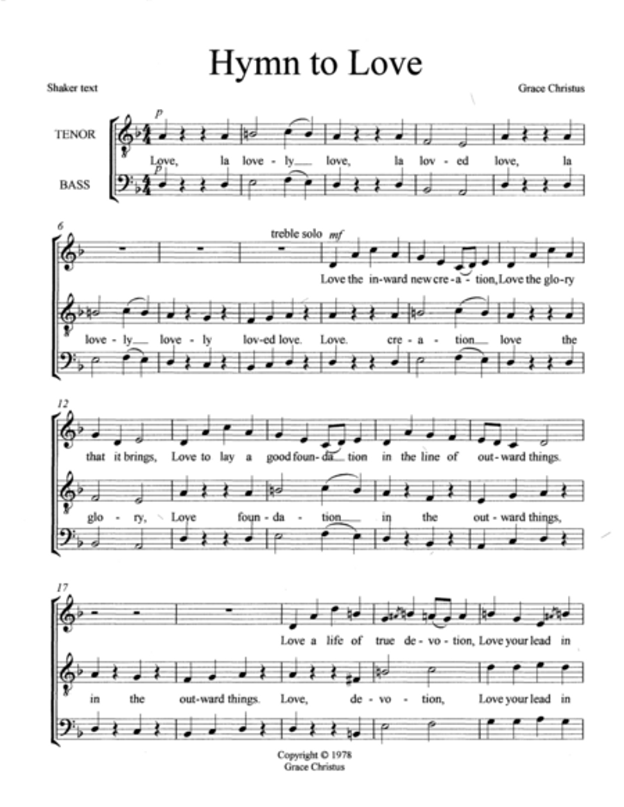 Hymn to Love Hymn to Love 4-Part scores gallery preview page 1