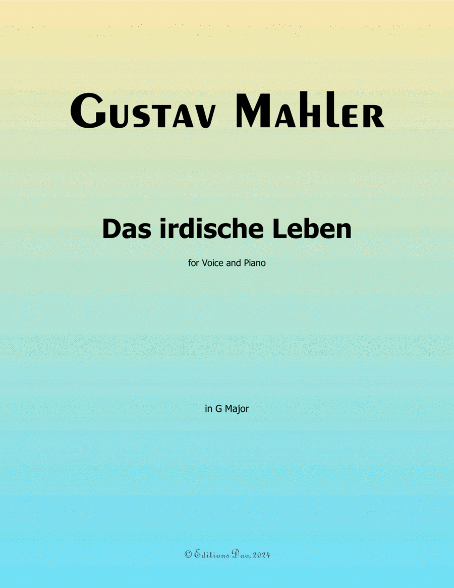 Das irdische Leben, by Mahler, in G Major Piano, Vocal scores gallery preview page 1