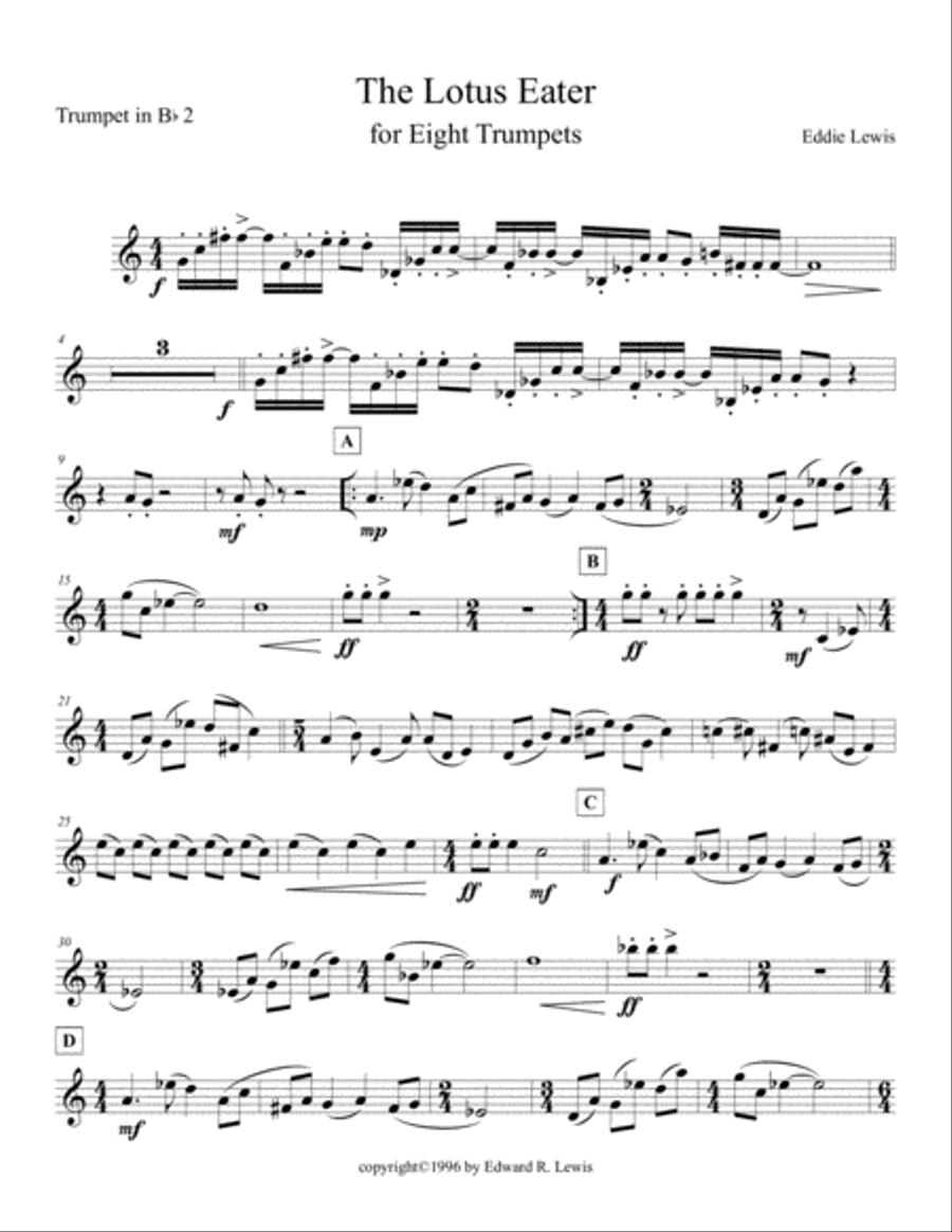The Lotus Eater for Eight Trumpets by Eddie Lewis Brass Ensemble scores gallery preview page 5