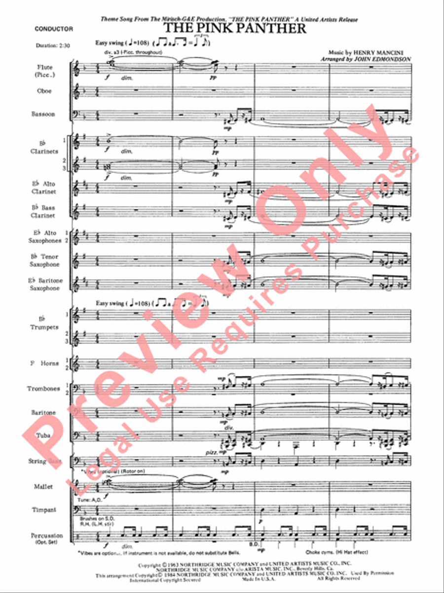 The Pink Panther Concert Band scores gallery preview page 4
