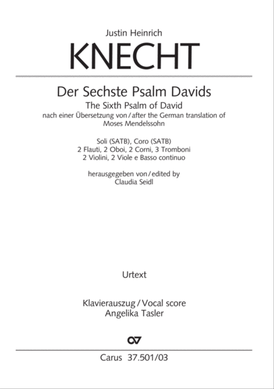 The Sixth Psalm of David (Der Sechste Psalm Davids) 4-Part scores gallery preview page 2