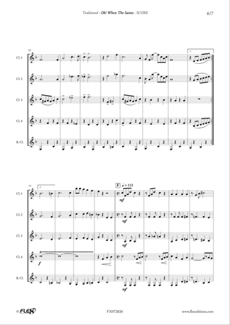 Oh! When The Saints Clarinet Quintet scores gallery preview page 6