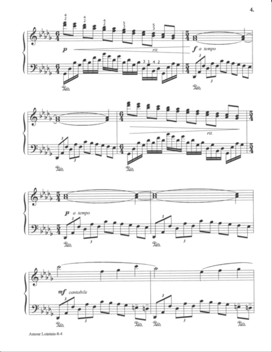 AMOUR LOINTAIN (LOVE FROM AFAR) Piano Solo by ROBERT VAN HORNE Piano Solo scores gallery preview page 5