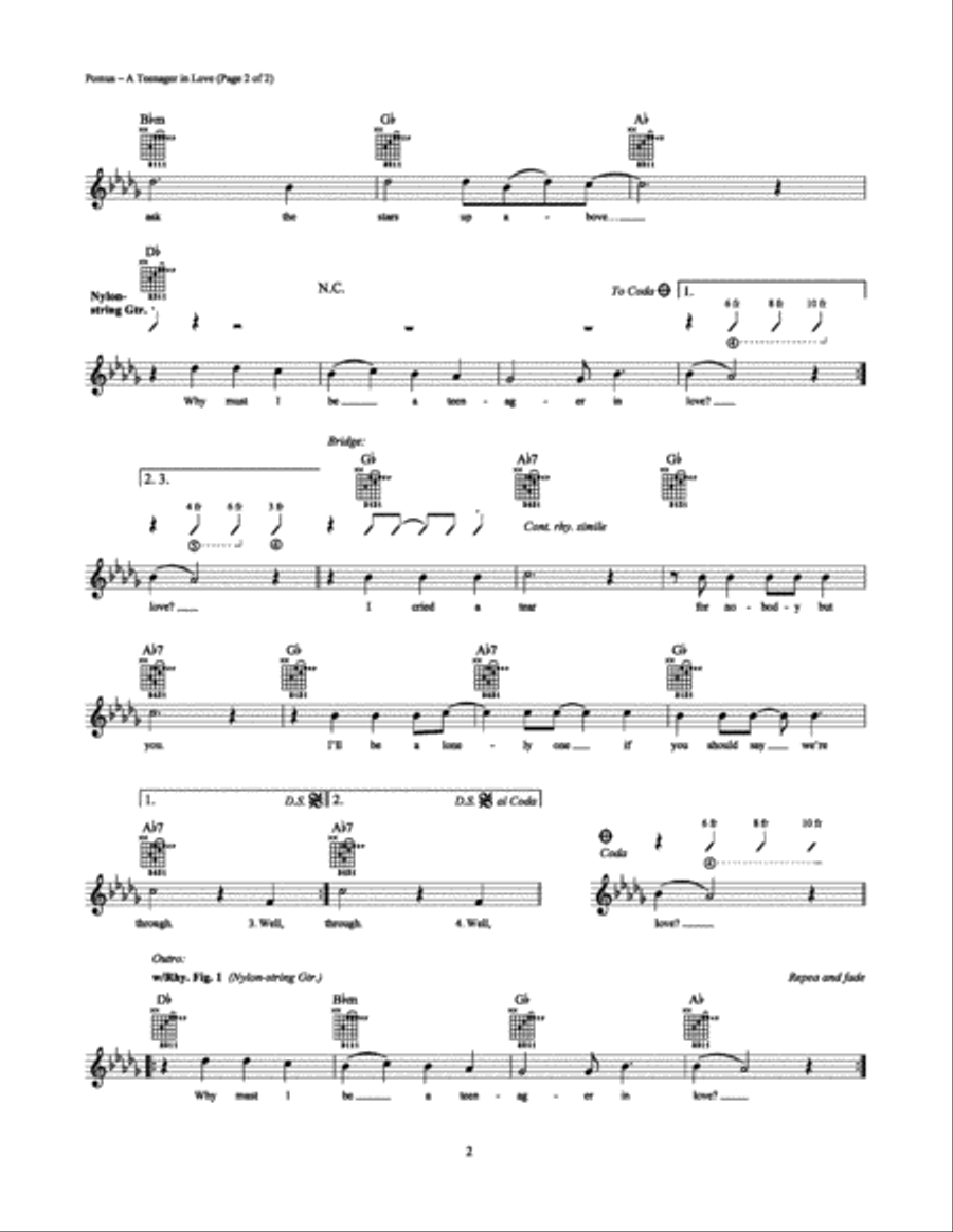 A Teenager in Love A Teenager in Love Electric Guitar scores gallery preview page 2