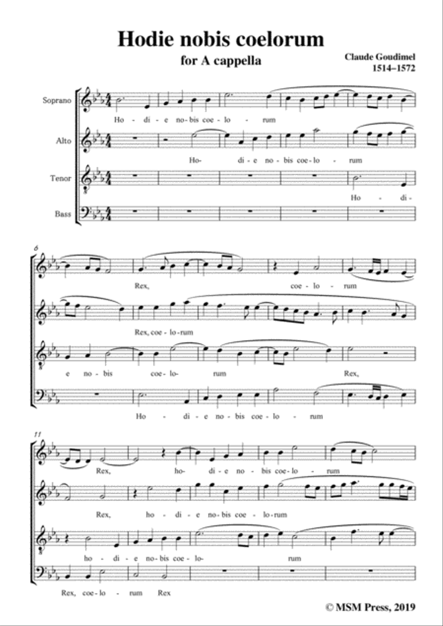 Goudimel-Hodie nobis coelorum,in E flat Major,for A cappella 4-Part scores gallery preview page 3