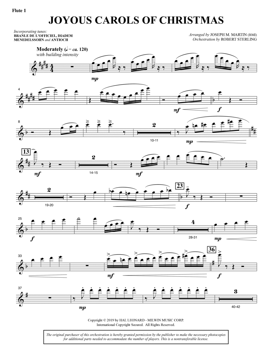 Joyous Carols of Christmas (Full Orchestra) - Flute 1 Choir scores gallery preview page 1