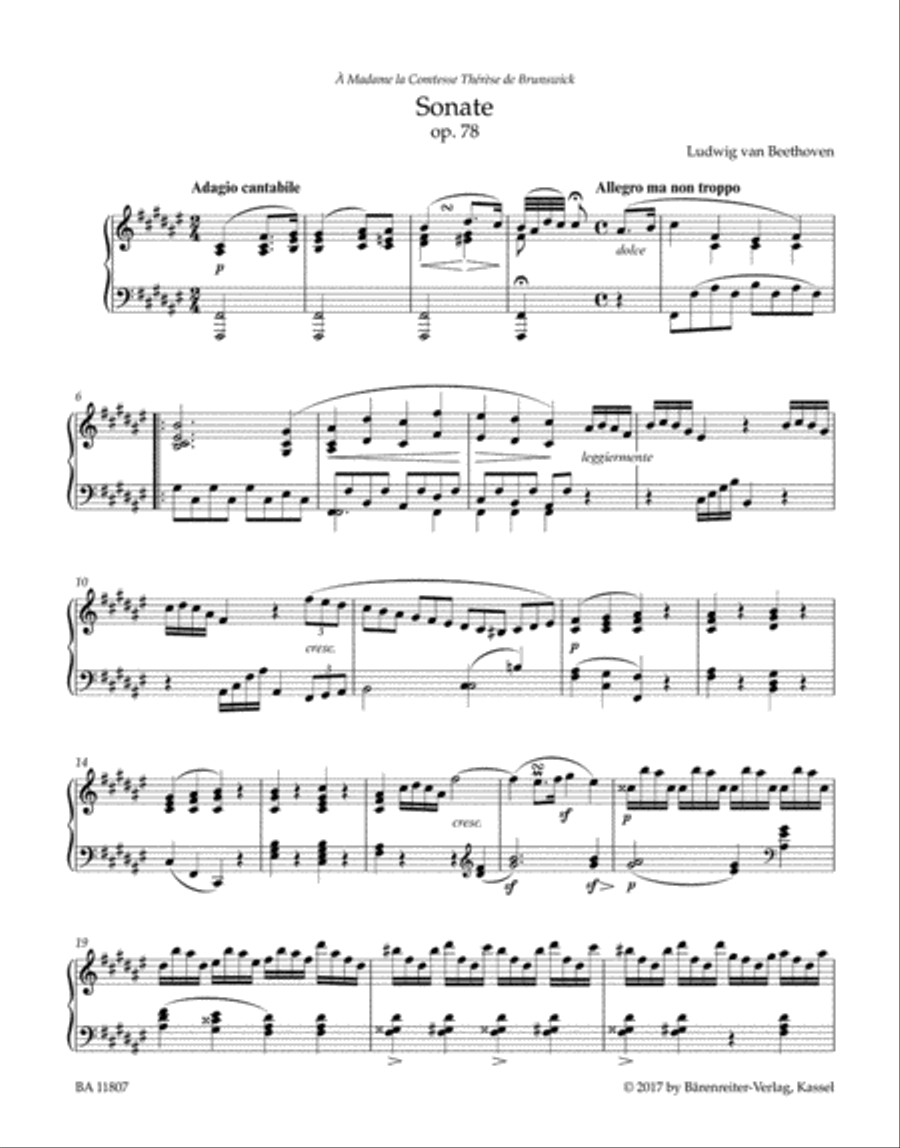 Sonata in F-sharp major for Pianoforte op. 78 Piano Solo scores gallery preview page 2