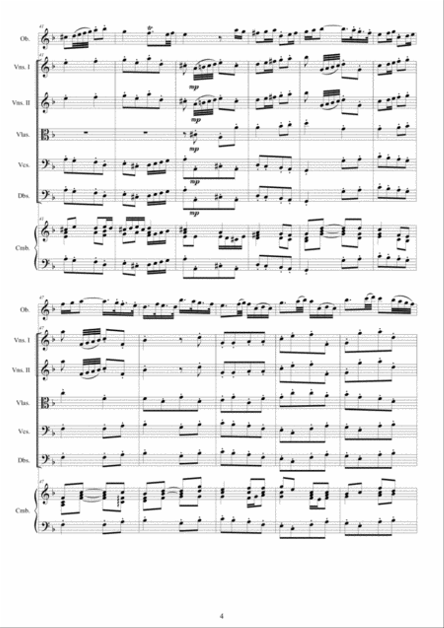 Albinoni - Oboe Concerto No.2 in D minor Op.9 for Oboe, Strings and Cembalo Chamber Orchestra scores gallery preview page 4
