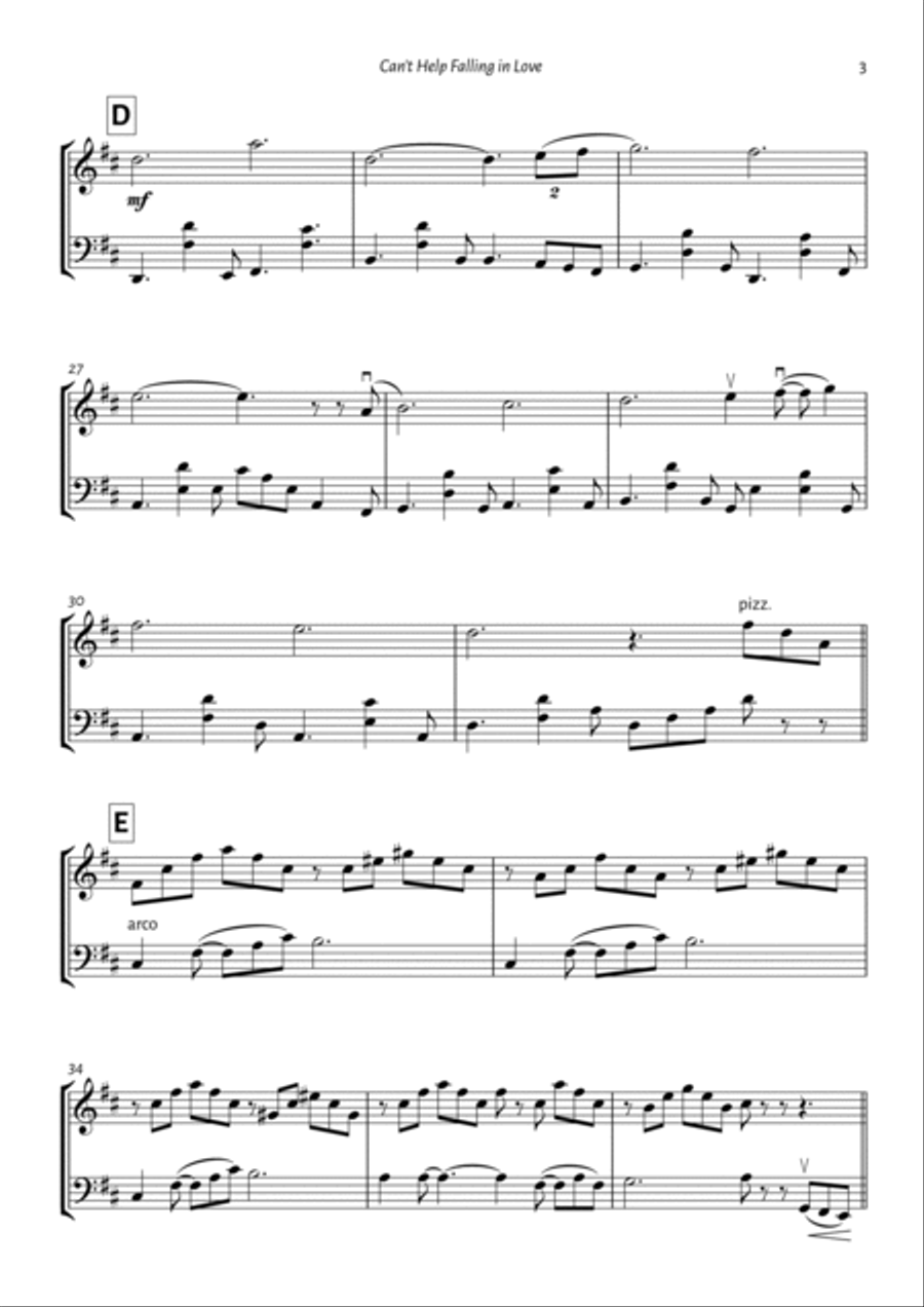 Can't Help Falling In Love String Duet scores gallery preview page 3