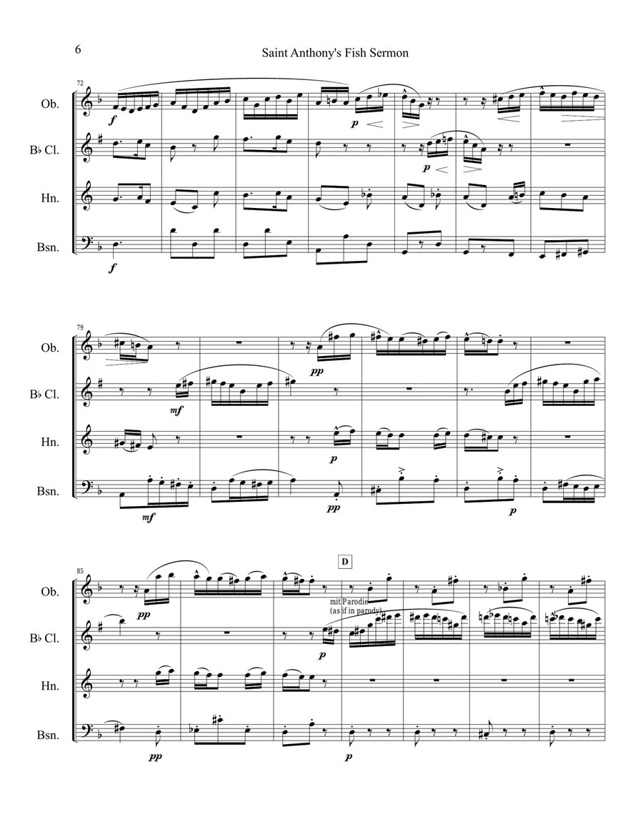 Sermon to the Fish for Woodwind Quartet Woodwind Quartet scores gallery preview page 6