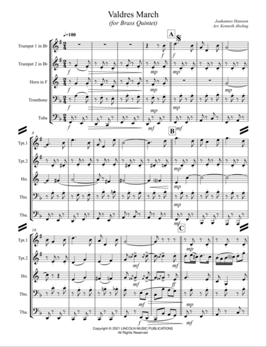 Valdres March (for Brass Quintet) Brass Quintet scores gallery preview page 2