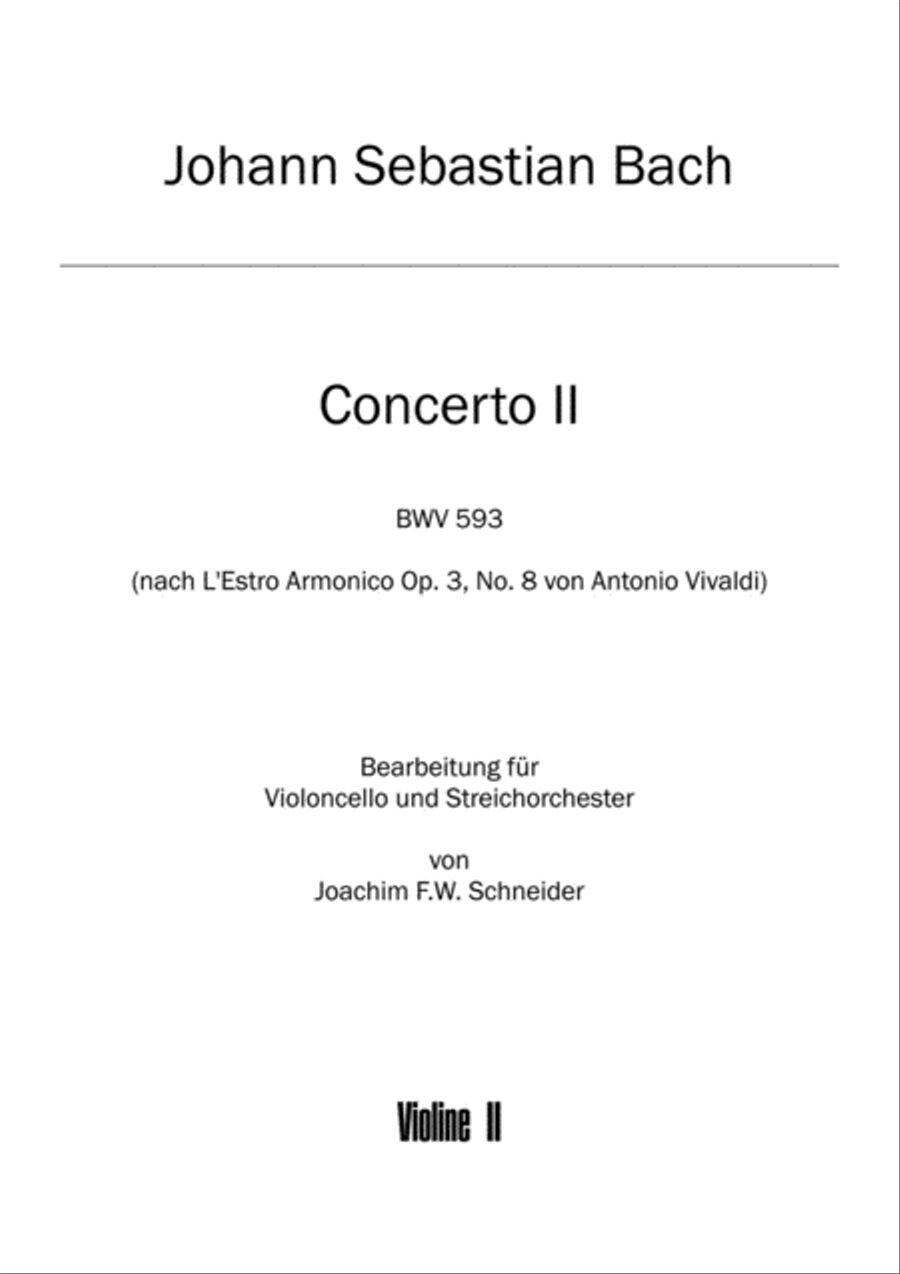 Concerto for Violoncello, Strings and Basso continuo A minor (after BWV 593) Violin scores gallery preview page 1