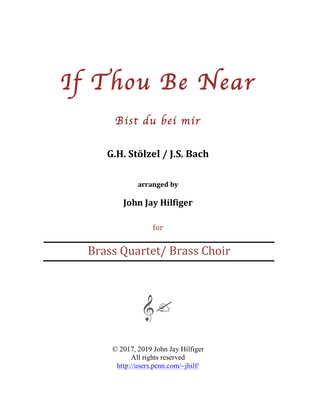If Thou be Near (Bist di bei mir) for Brass Quartet