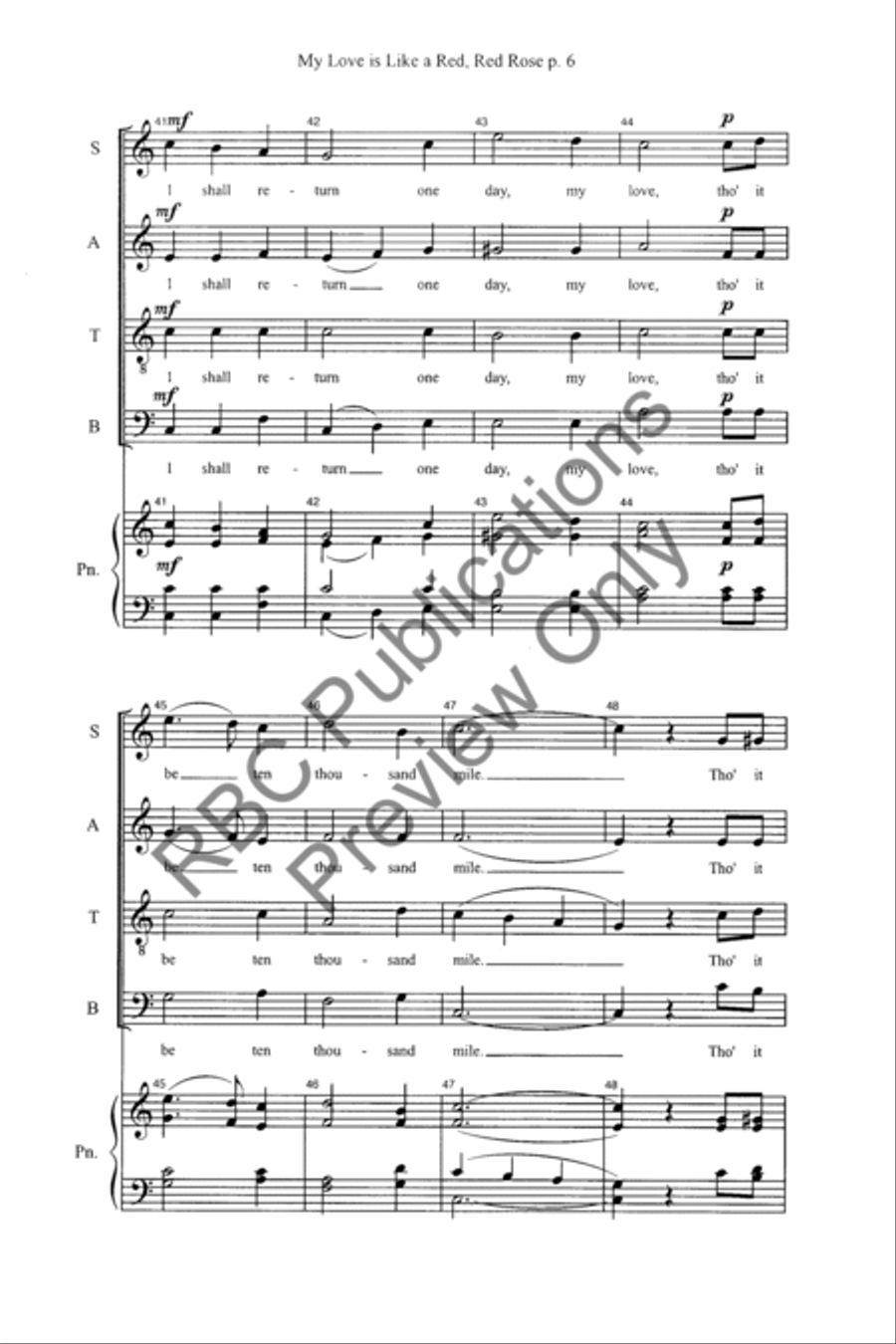 My Love Is Like A Red, Red Rose (SATB) 4-Part scores gallery preview page 8