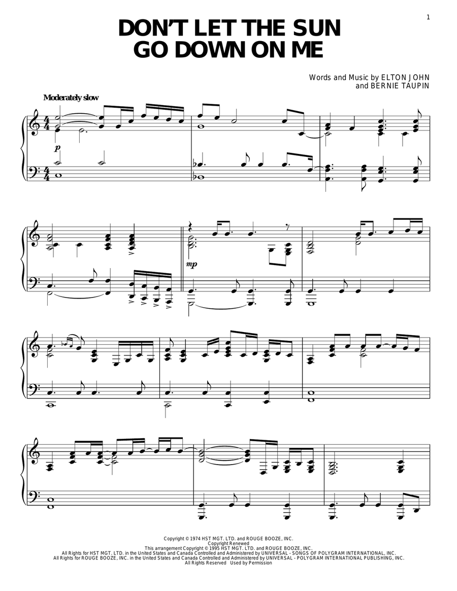 Don't Let The Sun Go Down On Me Piano Solo scores gallery preview page 1