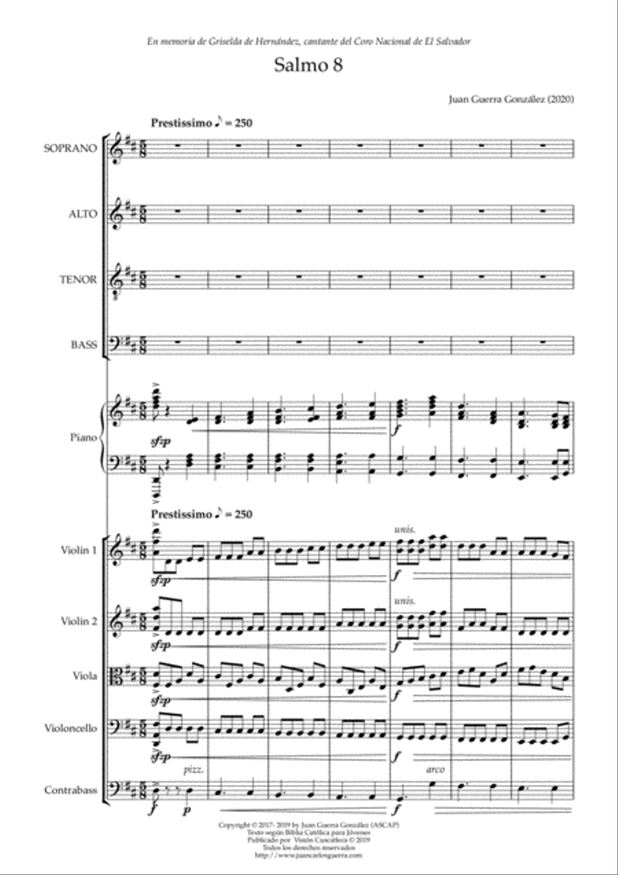 Salmo 8 (Bundle: Full Score - Set of Parts - Vocal Score) Piano Solo scores gallery preview page 6