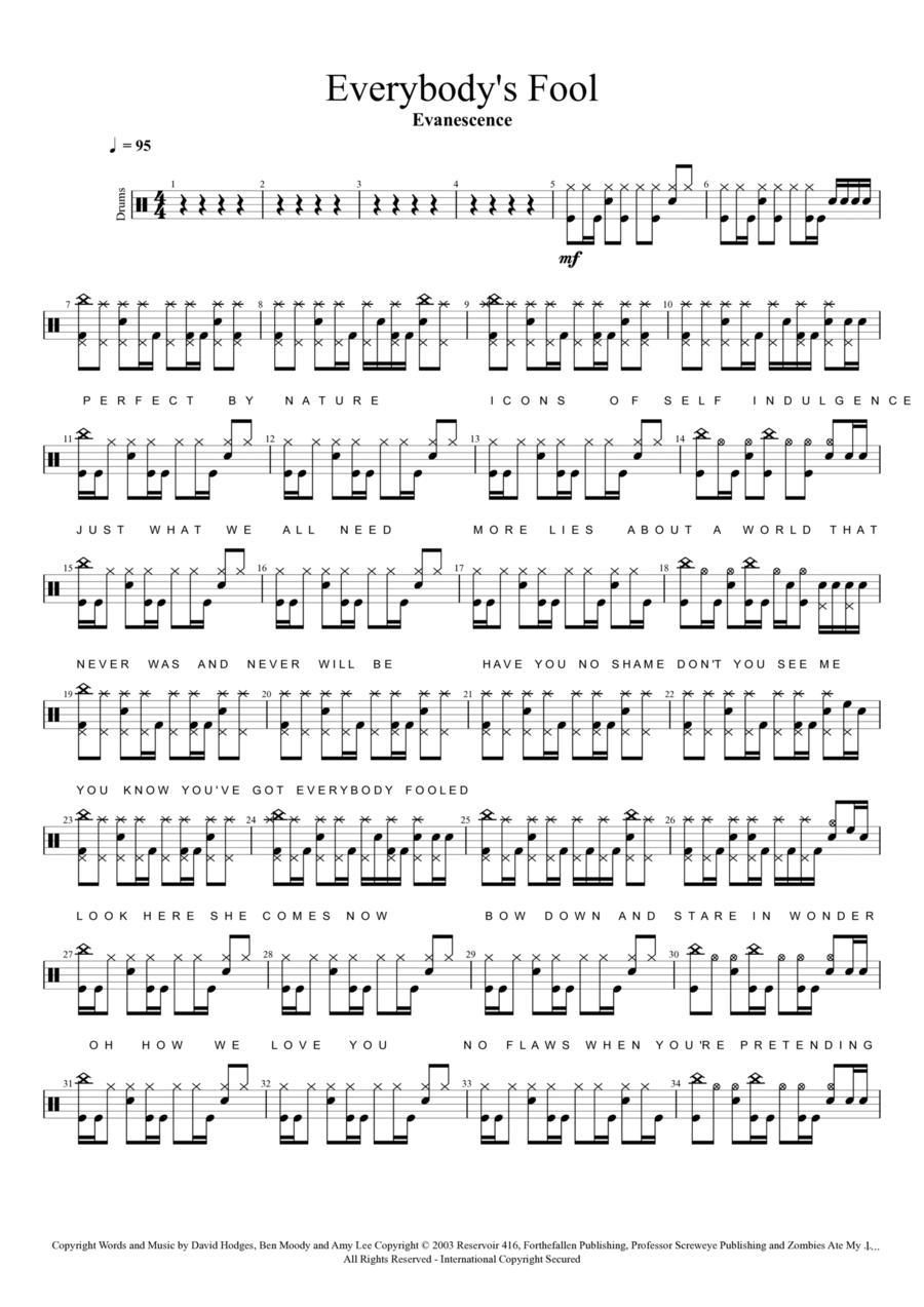 Everybody's Fool Drum Set scores gallery preview page 1