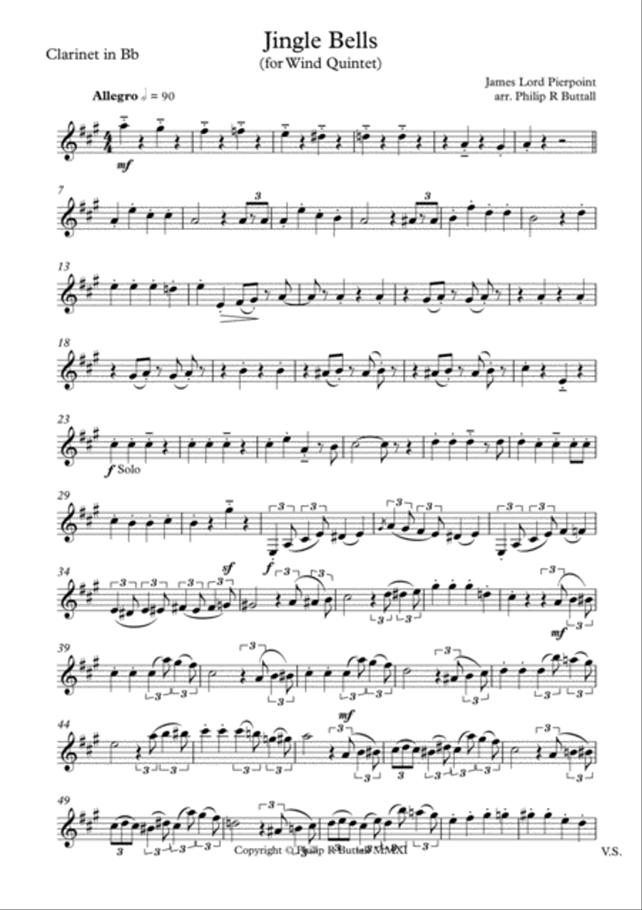 Jingle Bells (Wind Quintet) - Set of Parts [x5] Woodwind Quintet scores gallery preview page 6