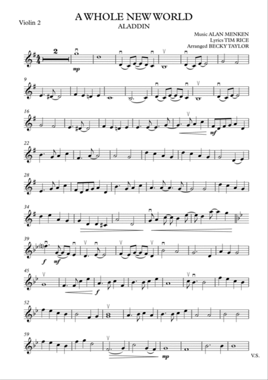 A Whole New World A Whole New World String Quartet scores gallery preview page 3