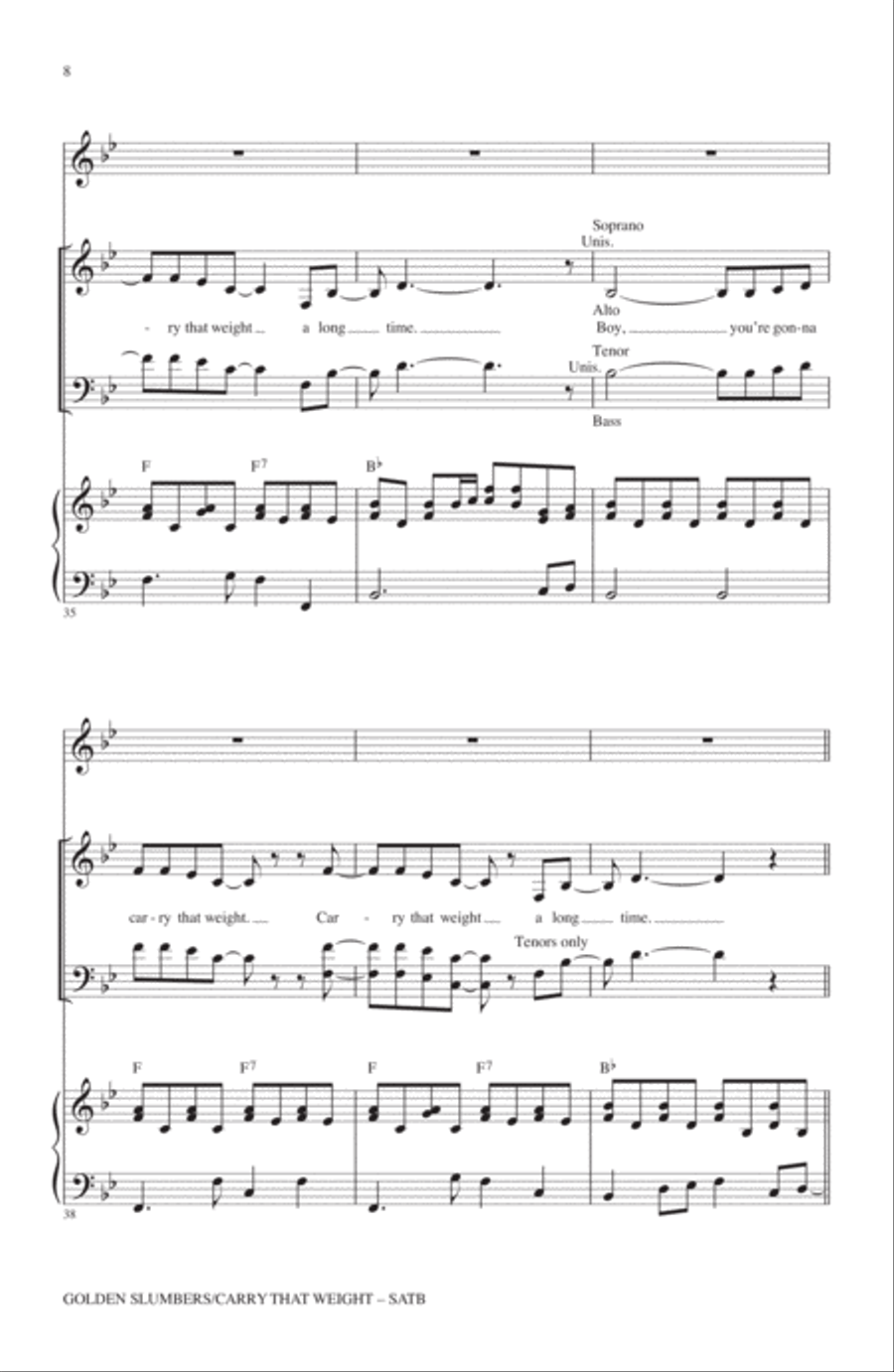 Golden Slumbers 4-Part scores gallery preview page 6
