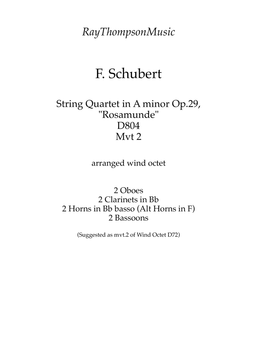 Schubert: String Quartet in A minor Op.29, "Rosamunde" D804 Mvt 2 - wind octet