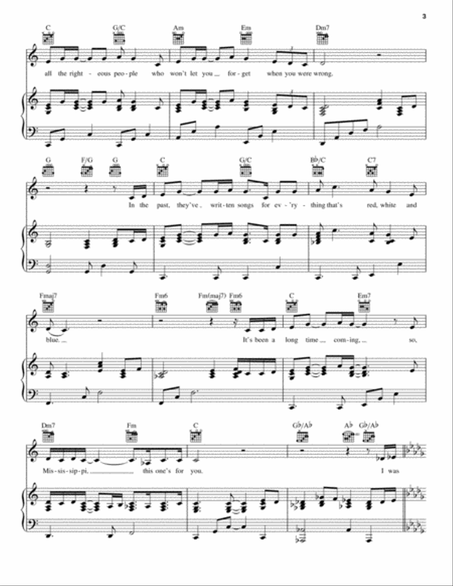 Mississippi Song Piano, Vocal, Guitar scores gallery preview page 3