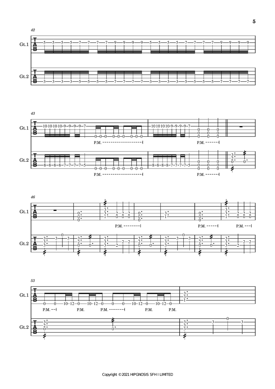 Hymn Of A Broken Man Guitar Tablature scores gallery preview page 5