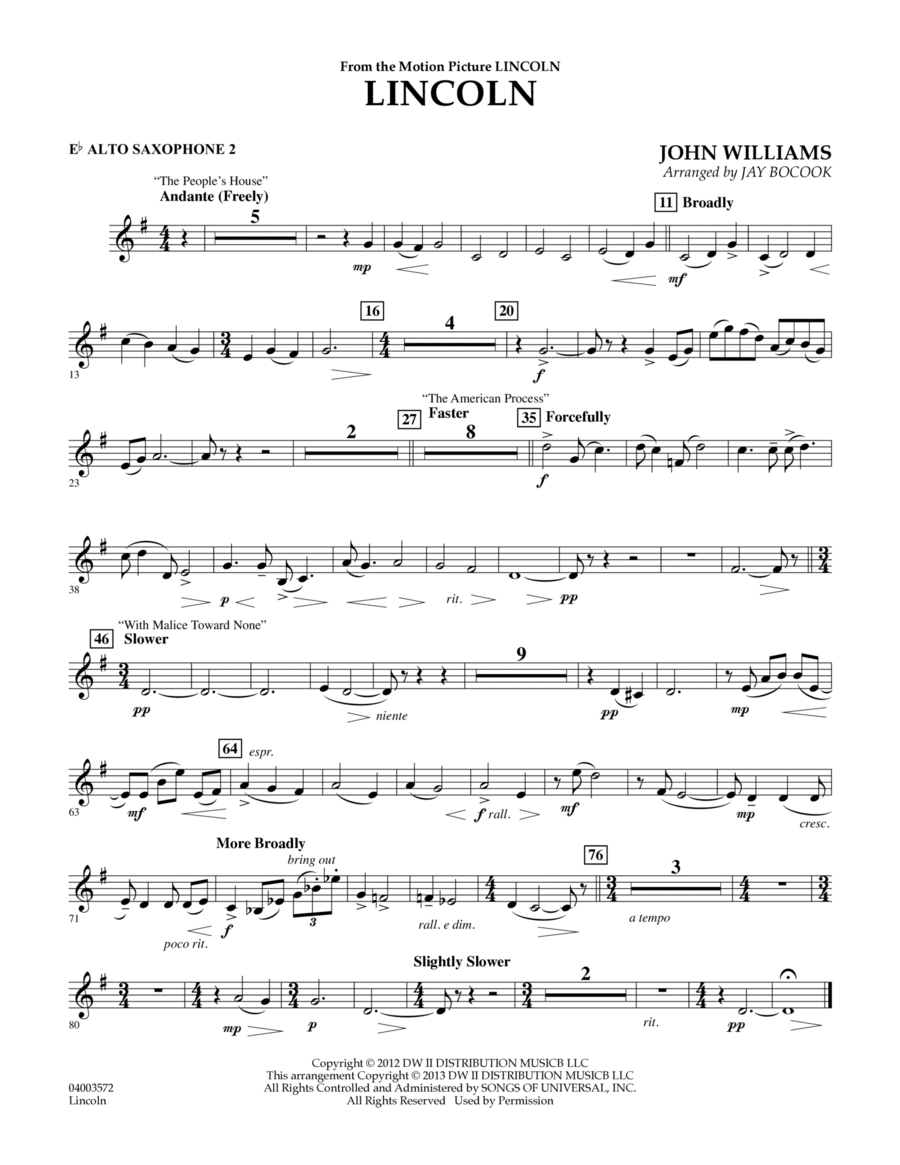 Lincoln - Eb Alto Saxophone 2 Concert Band scores gallery preview page 1