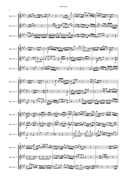 Brandenburg Concerto No. 3 in G major, BWV 1048 1st Mov. (J.S. Bach) for Soprano Saxophone Trio image number null