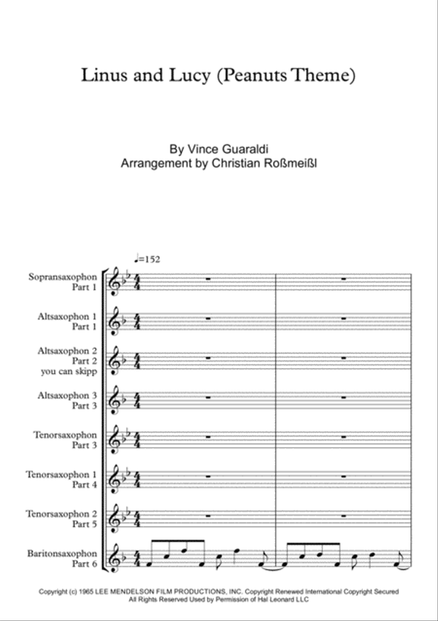 Linus And Lucy Woodwind Quintet scores gallery preview page 2