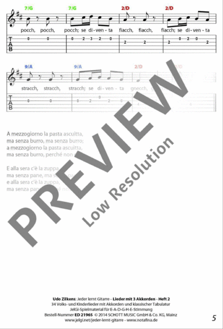 Jeder lernt Gitarre - Lieder mit 3 Akkorden Heft 2 Classical Guitar scores gallery preview page 6
