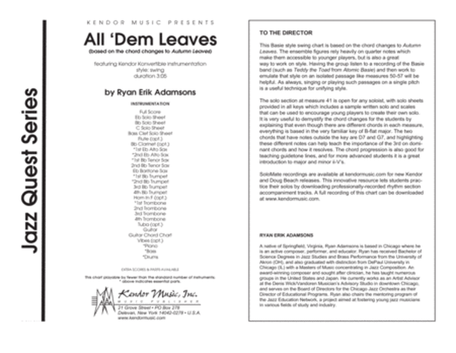 All 'Dem Leaves (based on the chord changes to Autumn Leaves) - Full Score
