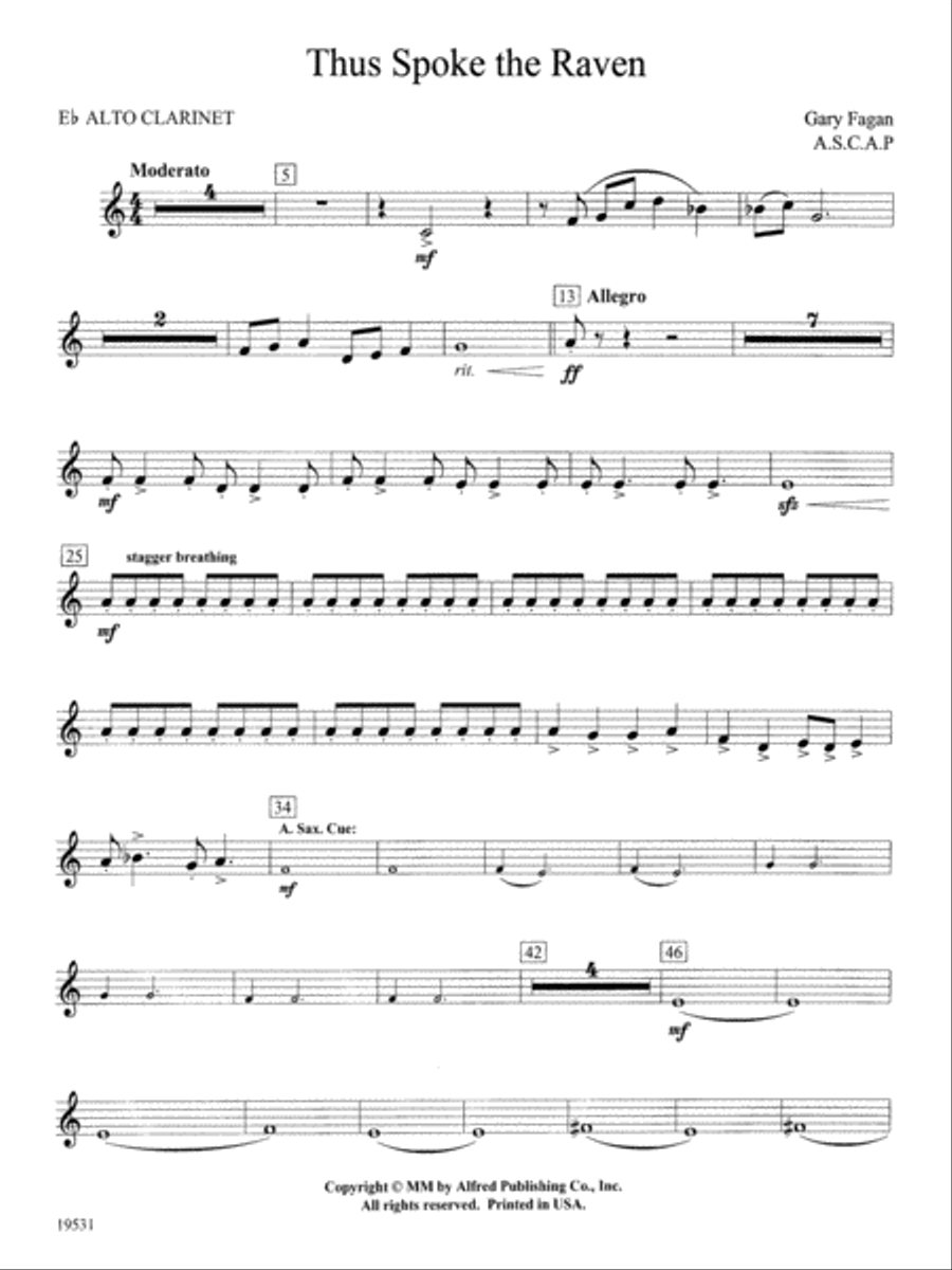 Thus Spoke the Raven: E-flat Alto Clarinet Concert Band scores gallery preview page 1