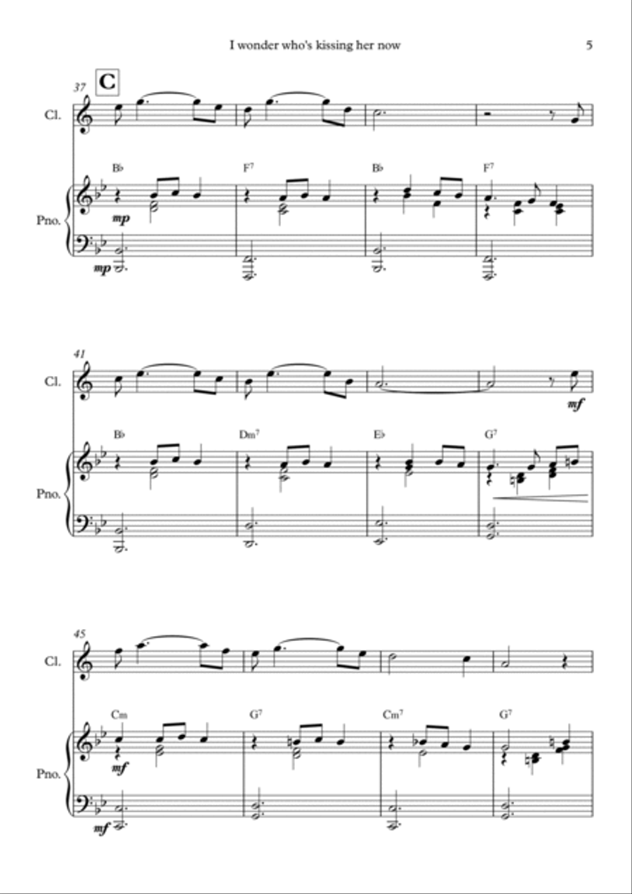I Wonder Who's Kissing Her Now Clarinet Solo scores gallery preview page 5