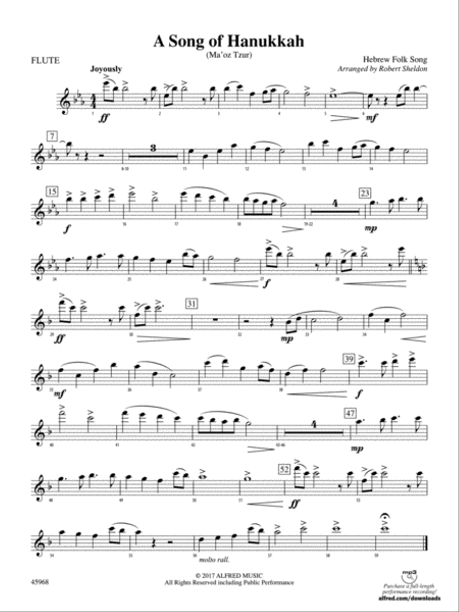 A Song of Hanukkah: Flute Concert Band scores gallery preview page 1