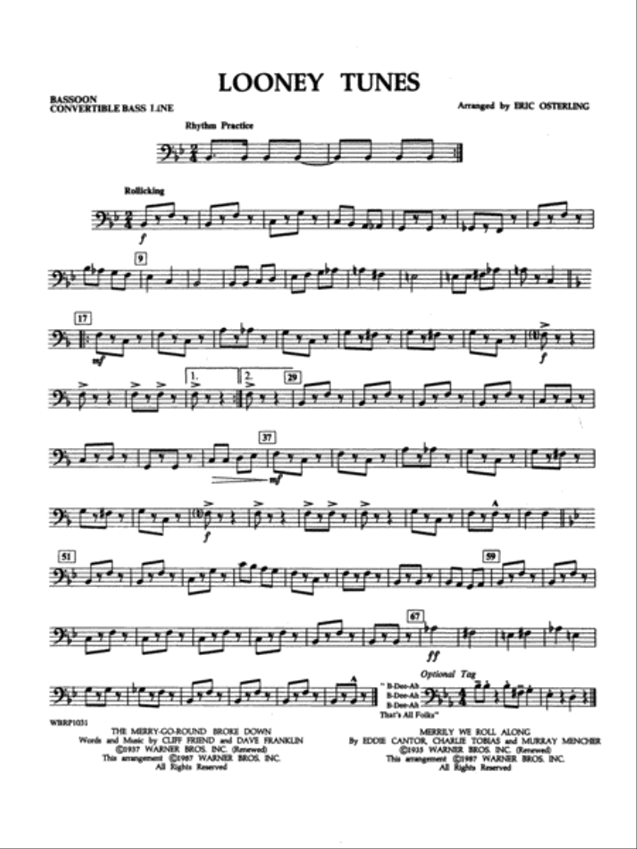 Looney Tunes: Bassoon Looney Tunes: Bassoon Concert Band scores gallery preview page 1