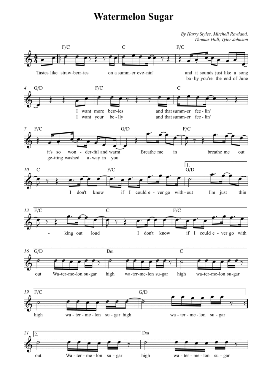 Watermelon Sugar Voice scores gallery preview page 1