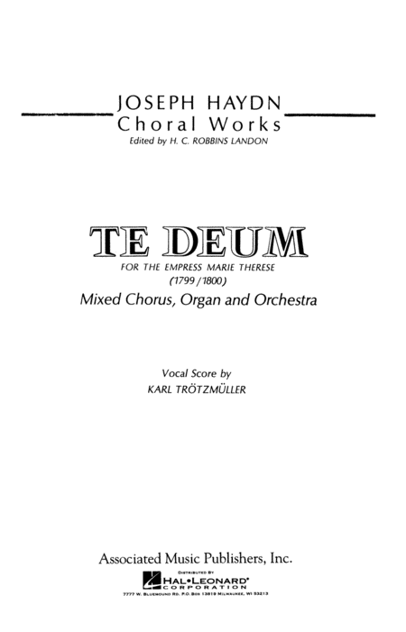 Te Deum for the Empress Maria Therese